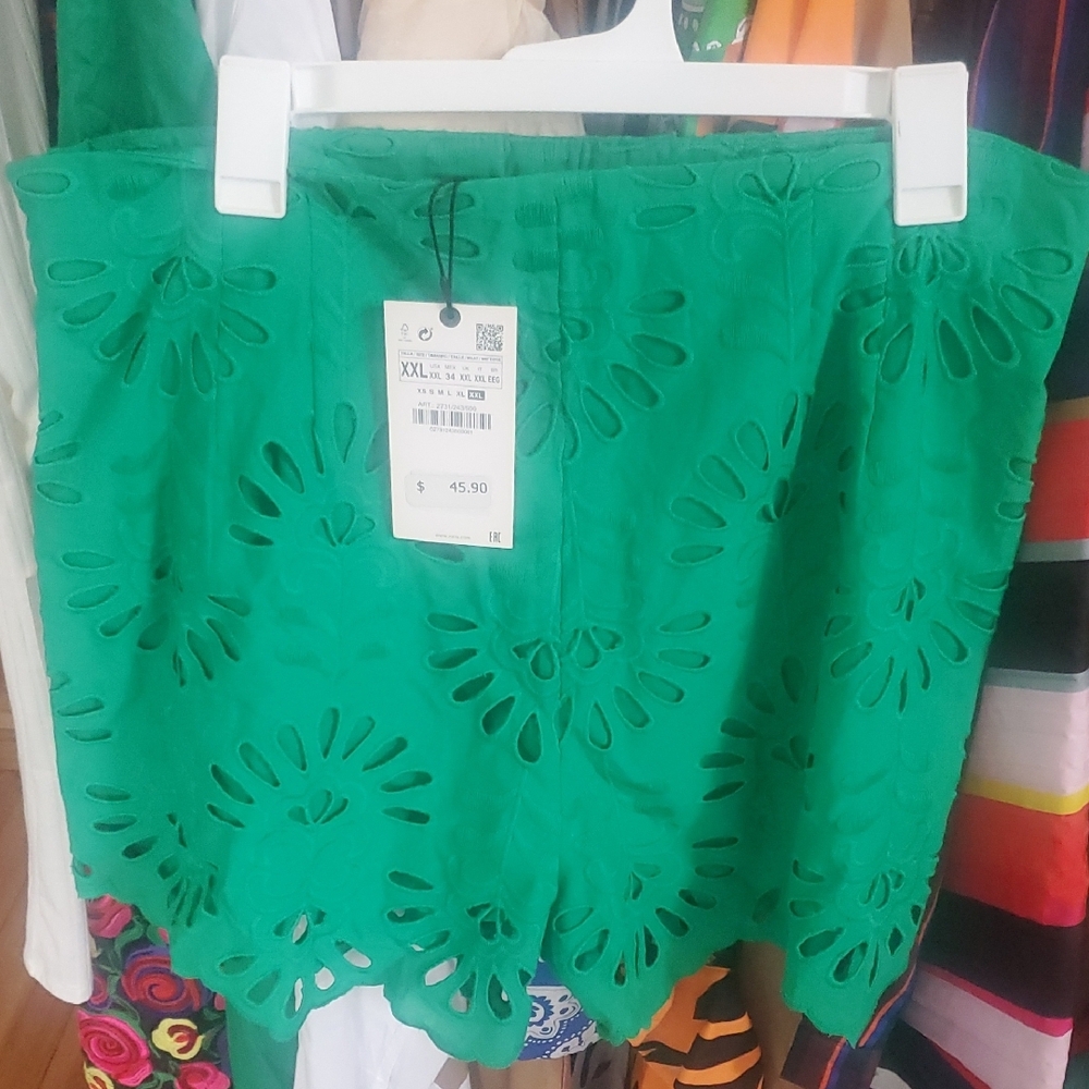 Green Eyelet Skirt